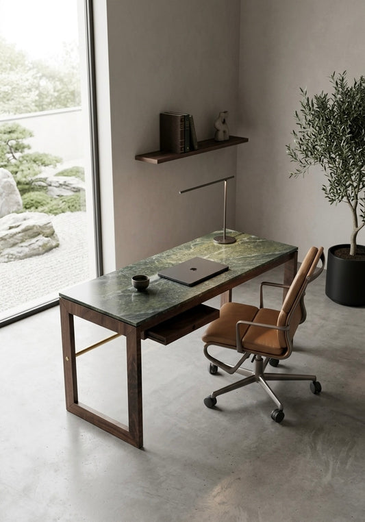 Floating Stone Brass Rod Desk