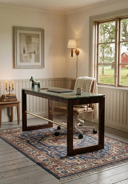 Floating Stone Brass Rod Desk