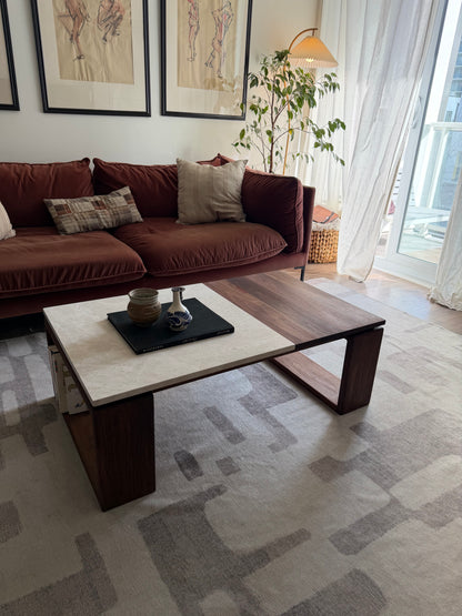 iJ-v4 Floating Wood & Stone - MCM Coffee Table