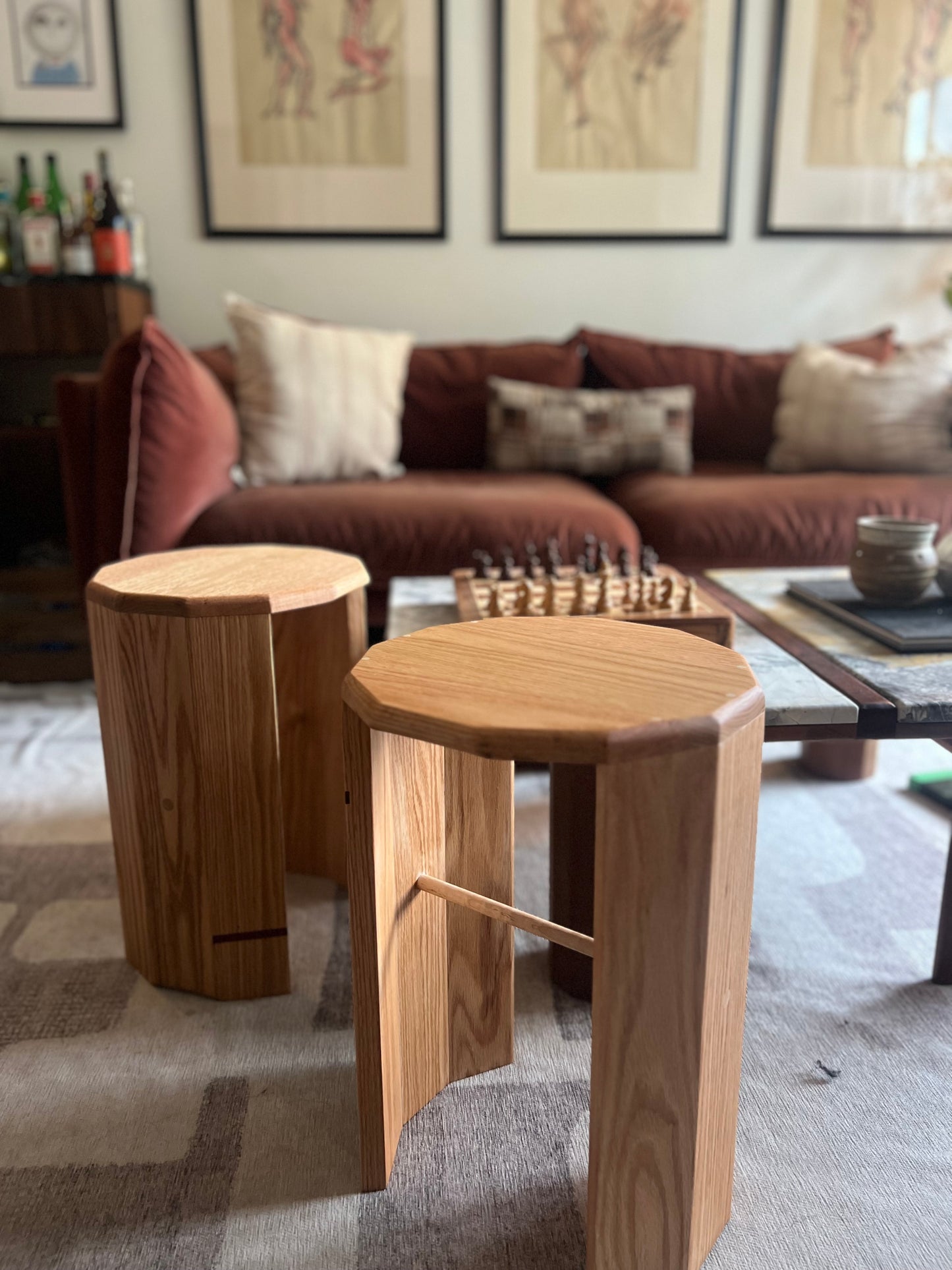 The Split Column - Side Table & Stool In One