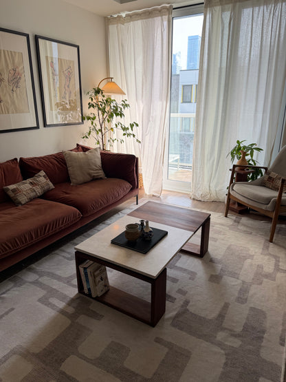 iJ-v4 Floating Wood & Stone - MCM Coffee Table