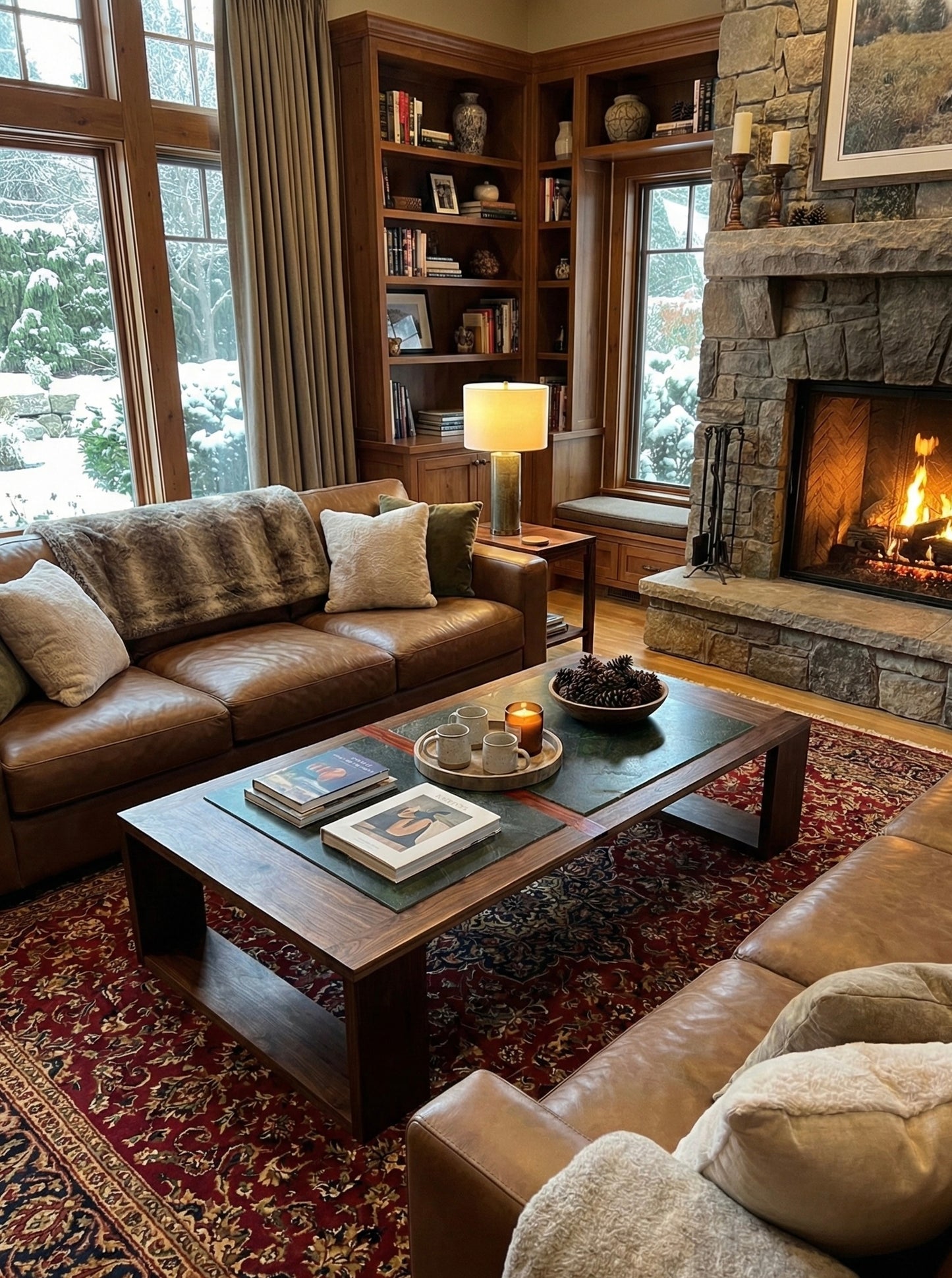 iJ-v2 Books & Stone Coffee Table