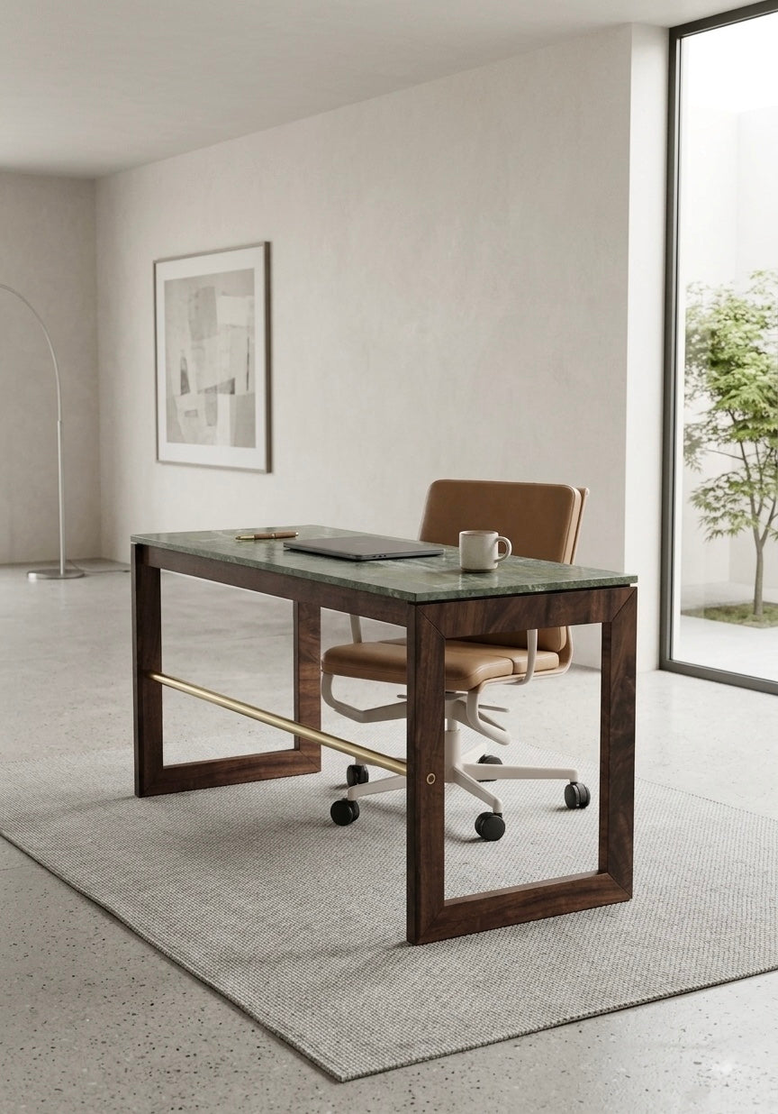 Floating Stone Brass Rod Desk
