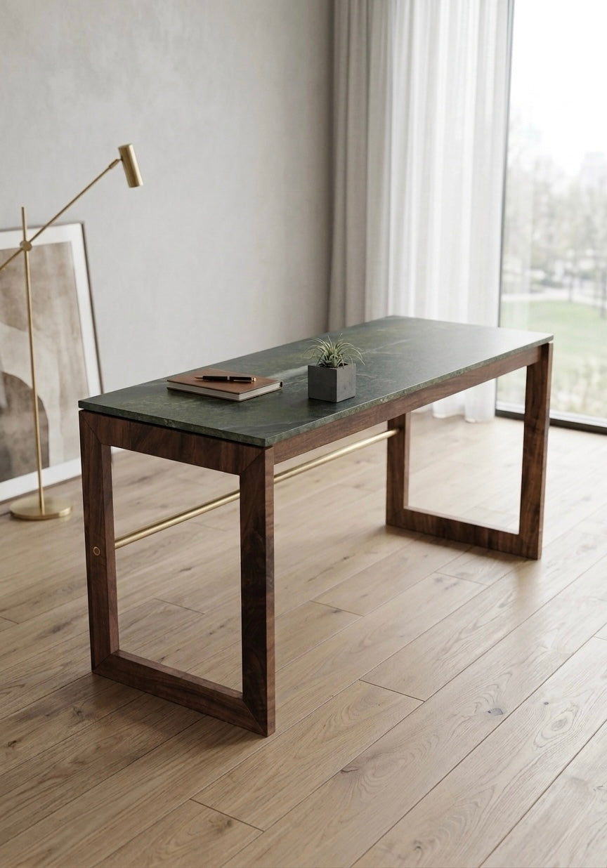 Floating Stone Brass Rod Desk