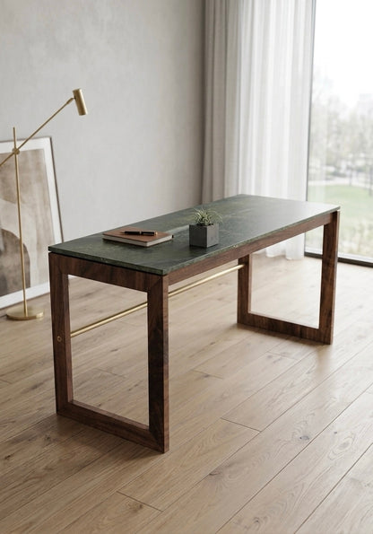 Floating Stone Brass Rod Desk