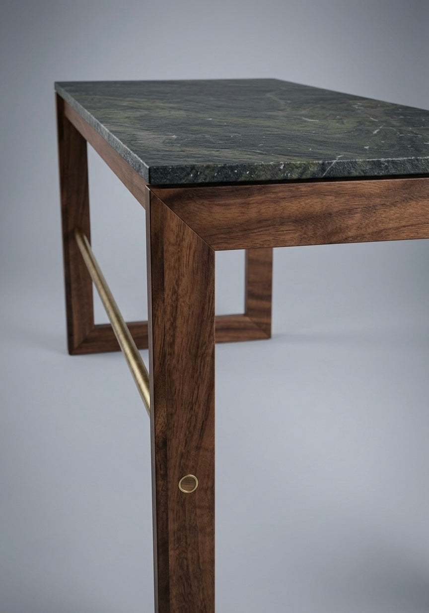 Floating Stone Brass Rod Desk