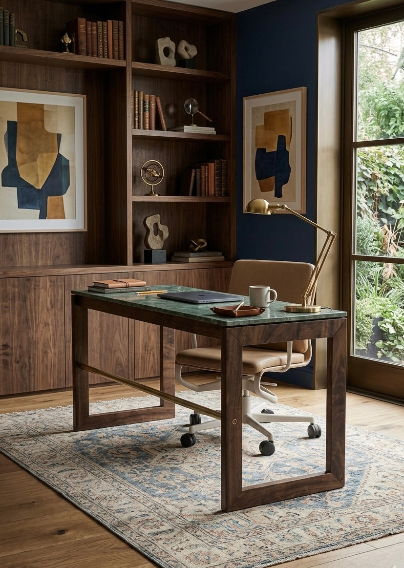 Floating Stone Brass Rod Desk