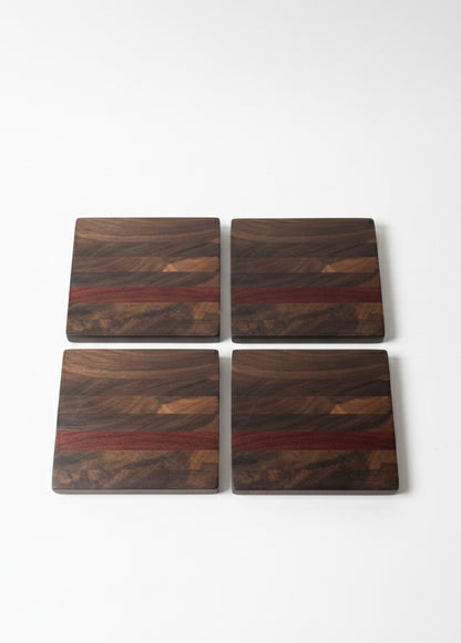 The Signature Redline Coaster Set | Walnut End Grain