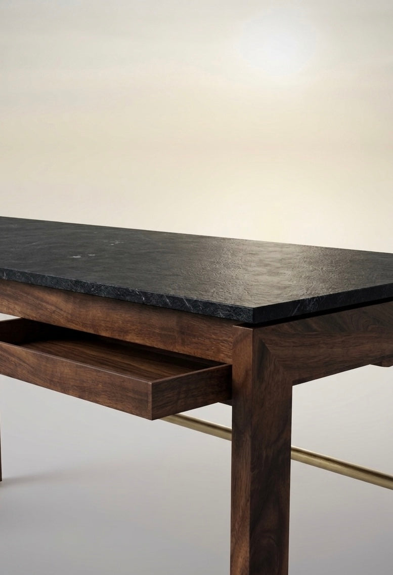 Floating Stone Brass Rod Desk