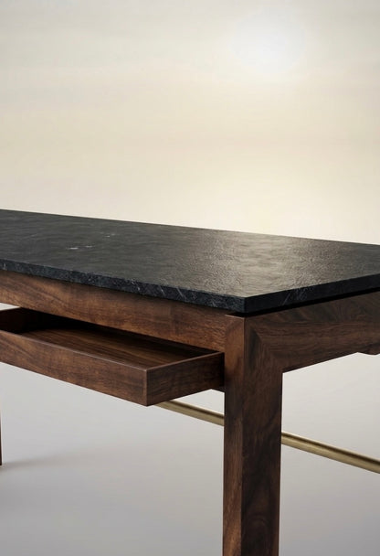 Floating Stone Brass Rod Desk